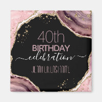 40th Birthday Party Stone and Gold Magnet