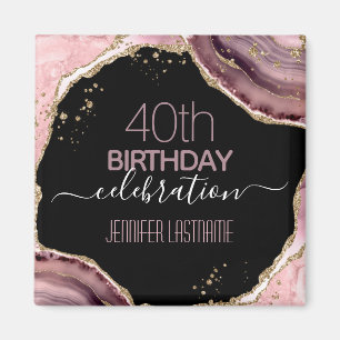 40th Birthday Party Stone and Gold Magnet