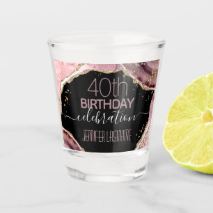 40th Birthday Party Stone and Gold Shot glass