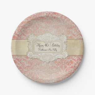 40th Birthday Party Vintage French Regency Lace Paper Plate