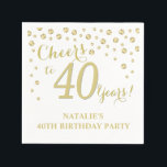 40th Birthday Party White and Gold Diamond Napkin<br><div class="desc">40th Birthday Party Invitation with White and Gold Glitter Diamond Background. Gold Confetti. Adult Birthday. Man or Woman Birthday. For further customisation,  please click the "Customise it" button and use our design tool to modify this template.</div>