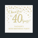 40th Birthday Party White and Gold Diamond Napkin<br><div class="desc">40th Birthday Party Invitation with White and Gold Glitter Diamond Background. Gold Confetti. Adult Birthday. Man or Woman Birthday. For further customisation,  please click the "Customise it" button and use our design tool to modify this template.</div>