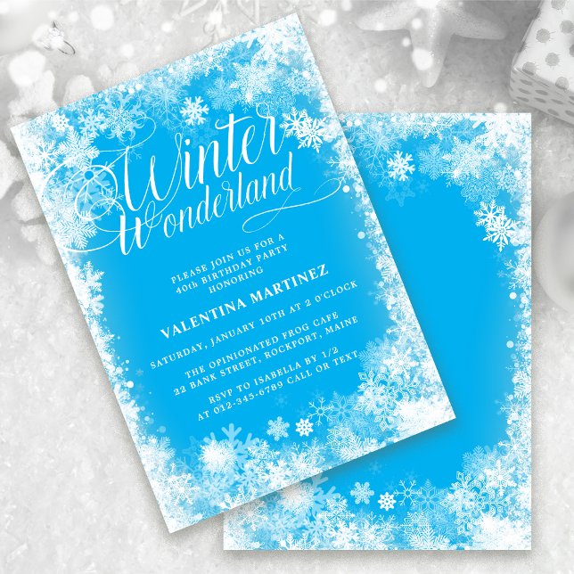 40th Birthday Party Winter Wonderland Snowflake Invitation (Creator Uploaded)