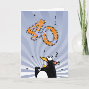 40th Birthday - Penguin Surprise Card