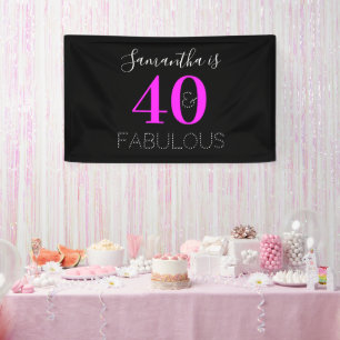 40th Birthday Personalised 40 and fabulous Modern Banner