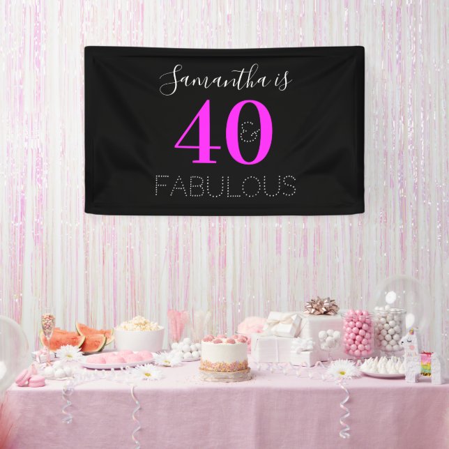 40th Birthday Personalised 40 and fabulous Modern Banner (Party)