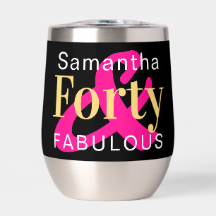 40th Birthday Personalised Forty Fabulous Hot Pink