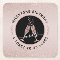 40th Birthday Personalised Glitter Champagne Toast