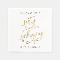40th Birthday Personalised Gold Glitter Napkins