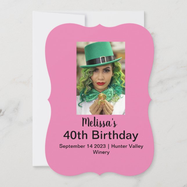40th Birthday Personalised Photo pink (Front)