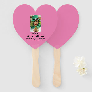40th Birthday Personalised Photo pink Hand Fan