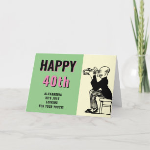 40th Birthday Personalised Retro Funny Cartoon Card