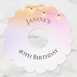 40th Birthday Personalised String Lights Wine Glass Tag
