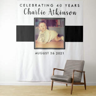 40th birthday photo backdrop banner tapestry