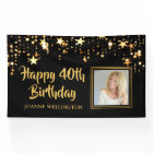 40th Birthday Photo Black Gold Stars Personalised