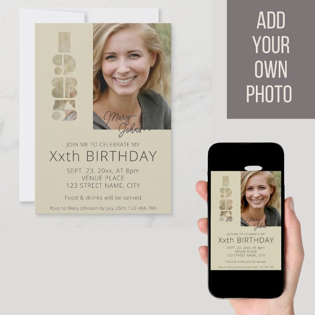 40th birthday photo born in 1985 minimalistic  invitation (Creator Uploaded)