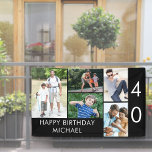 40th Birthday Photo Collage 5 Picture Black White Banner<br><div class="desc">Personalised banner celebrating a 40th Birthday - or customise for any other age! The photo template is set up for you to add 5 of your favourite photos which are displayed in a photo collage of horizontal landscape and vertical portrait formats. The wording simply reads "Happy Birthday [your name]" in...</div>