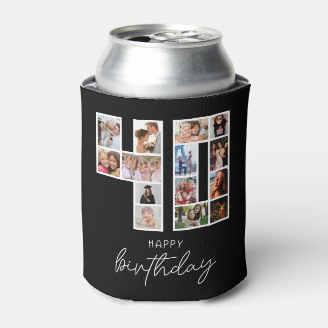 40th Birthday Photo Collage Can Cooler (Can Front)