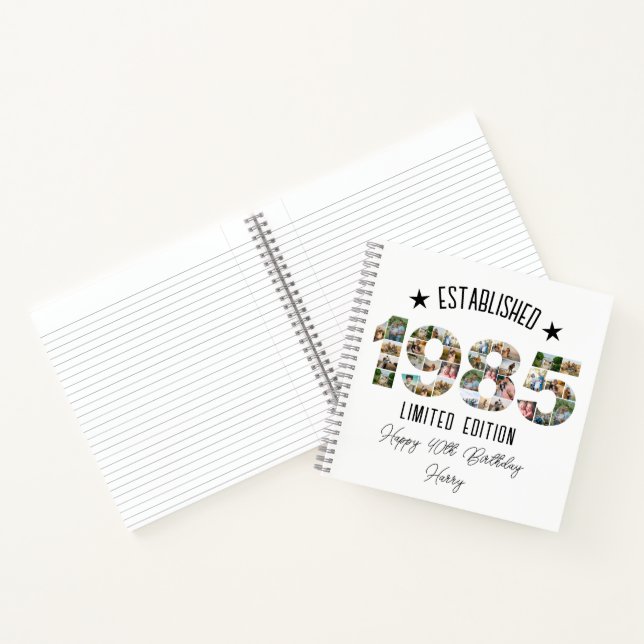 40th birthday Photo Collage established 1985 Notebook (Inside)