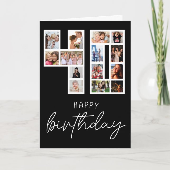 40th Birthday Photo Collage Greeting Card (Front)
