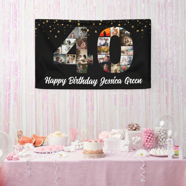 40th birthday Photo Collage happy birthday event Banner (Party)