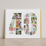 40th Birthday Photo Collage Number 40 Neutral Faux Canvas Print<br><div class="desc">Create your own personalised photo gift for a 40th Birthday. This neat photo collage is in the shape of the number 40 on a white background with neutral beige sand / muted yellow borders and bronze modern typography. The collage can hold 15 photos and the template is set up ready...</div>