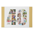 40th Birthday Photo Collage Number 40 Neutral