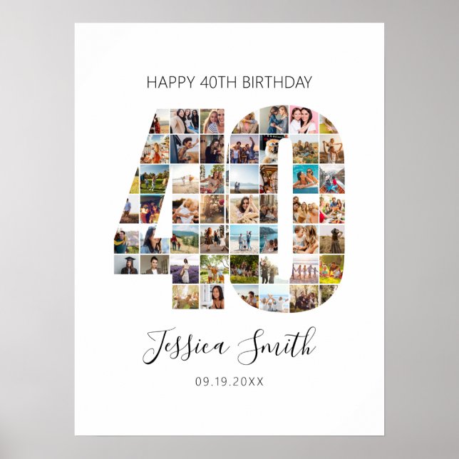 40th Birthday Photo Collage Poster (Front)