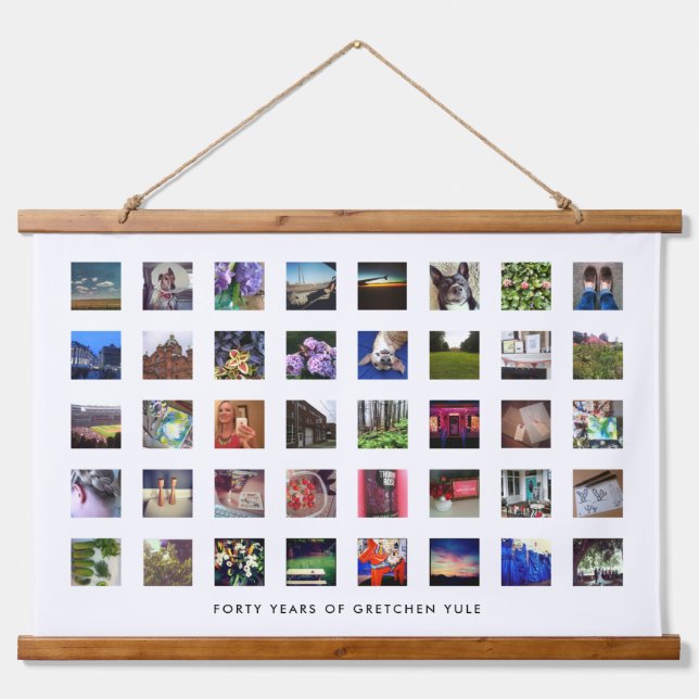 40th Birthday Photo Collage Tapestry Print (Front)