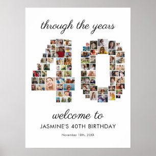 40th Birthday Photo Collage Welcome Poster