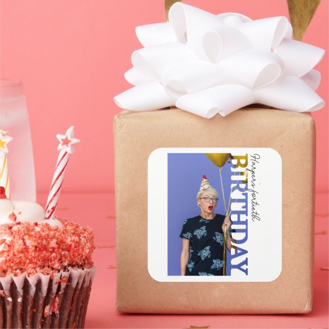 40th Birthday Photo college Party favor Square Sticker (Party)