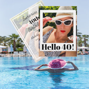 40th Birthday Photo Frame Modern Chic Invitation