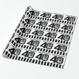 40th Birthday photo fun black and white wrapping Paper