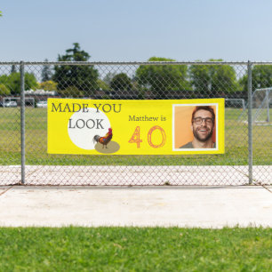 40th Birthday Photo Fun Chicken Rooster Banner