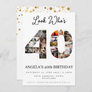 40th birthday photo montage look who's 40 invitation