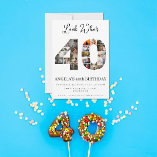 40th birthday photo montage look who's 40 invitation