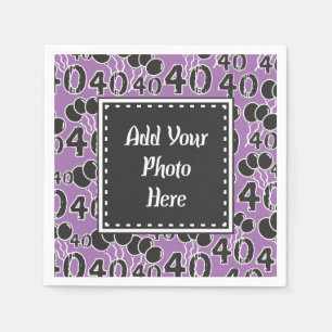 40th Birthday Photo Personalised PURPLE Napkin