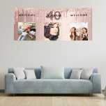 40th birthday photo rose gold glitter sparkle banner<br><div class="desc">For a 40th birthday as a party welcome banner or wall decoration. A collage of 3 of your photos of herself friends, family, interestsor pets. Personalise and add her name, age 40 and a date. Date of birth or the date of the birthday party. A girly rose gold, blush pink...</div>