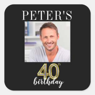 40th Birthday Picture Favour Labels