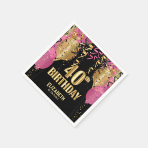 40th Birthday - Pink Balloons  Napkin