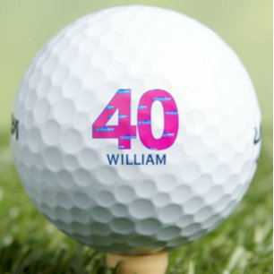 40th birthday pink cars 40 years initials golf balls
