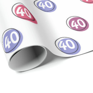 40th Birthday Polka Dots on White  Wrapping Paper
