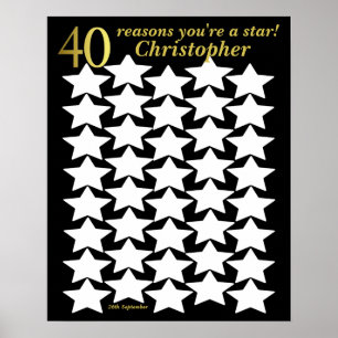 40th Birthday Poster - 40 Reasons You're A Star