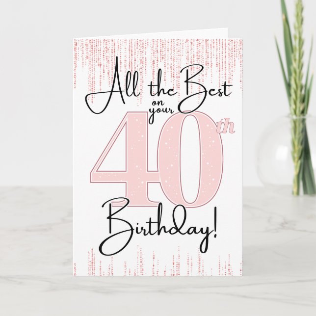 40th Birthday Pretty in Pink Card (Front)