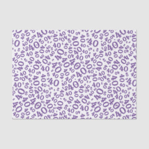 40th Birthday Purple/White Random Number Pattern Tissue Paper