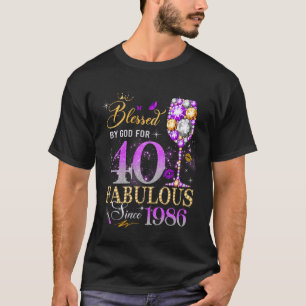 40th Birthday Queen Blessed by God 40 Fabulous Sin T-Shirt