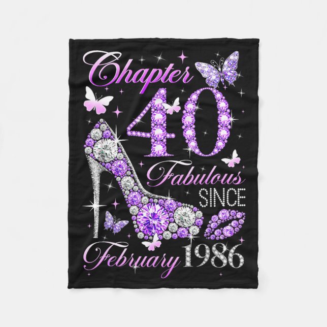 40th Birthday Queen Chapter 40 Fabulous Since 1986 Fleece Blanket (Front)