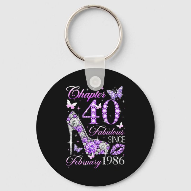 40th Birthday Queen Chapter 40 Fabulous Since 1986 Key Ring (Front)