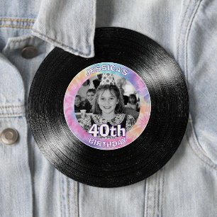 40th Birthday Rainbow Retro 6 Cm Round Badge