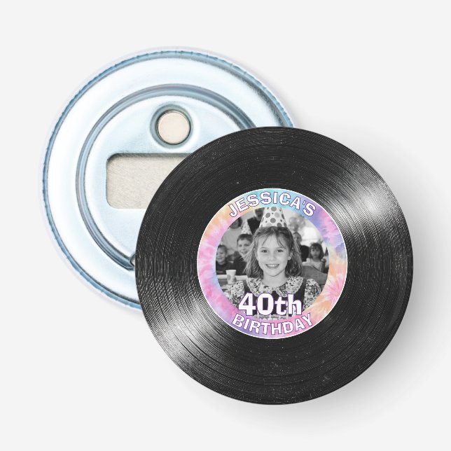 40th Birthday Rainbow Retro Bottle Opener (Front)